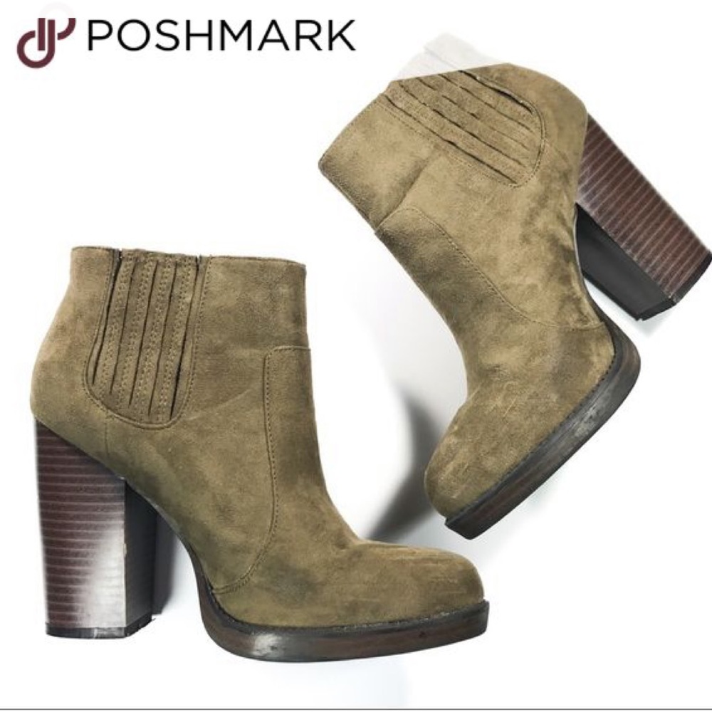 Zara Olive Suede Booties size 9